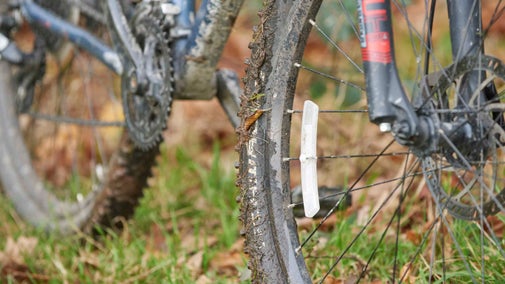 Muddy mountain bike.